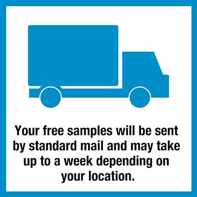 Free Samples mailed by standard post, delivery may take up to one week